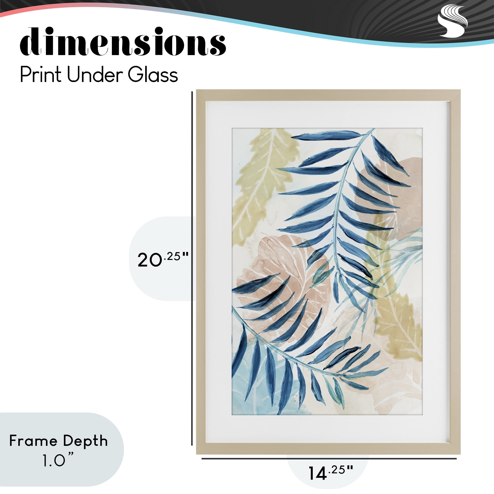 Stupell Industries Palm Fronds in Pastel Haze Birch Framed Print Under Glass, design by Nan