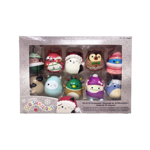 Squishmallows Holiday Christmas Ornaments Set of 10