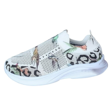 

VMESZQFG Women s Casual Sports Shoes With Leopard Print Flat Bottomed Casual Shoes Wide Width Flats for Women White