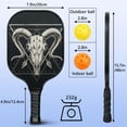 thumbnail image 3 of Pickleball Paddles Set Of 1, Fiberglass Surface, Skull & Tattoo Print, 1 Paddle, 2 Balls & Bag, 3 of 5