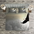 thumbnail image 3 of Ambesonne Eagle Quilted Bedspread Set 3 Pcs, Sublime Creature Clouds, King Size, Pale Yellow Pale Grey, 3 of 3