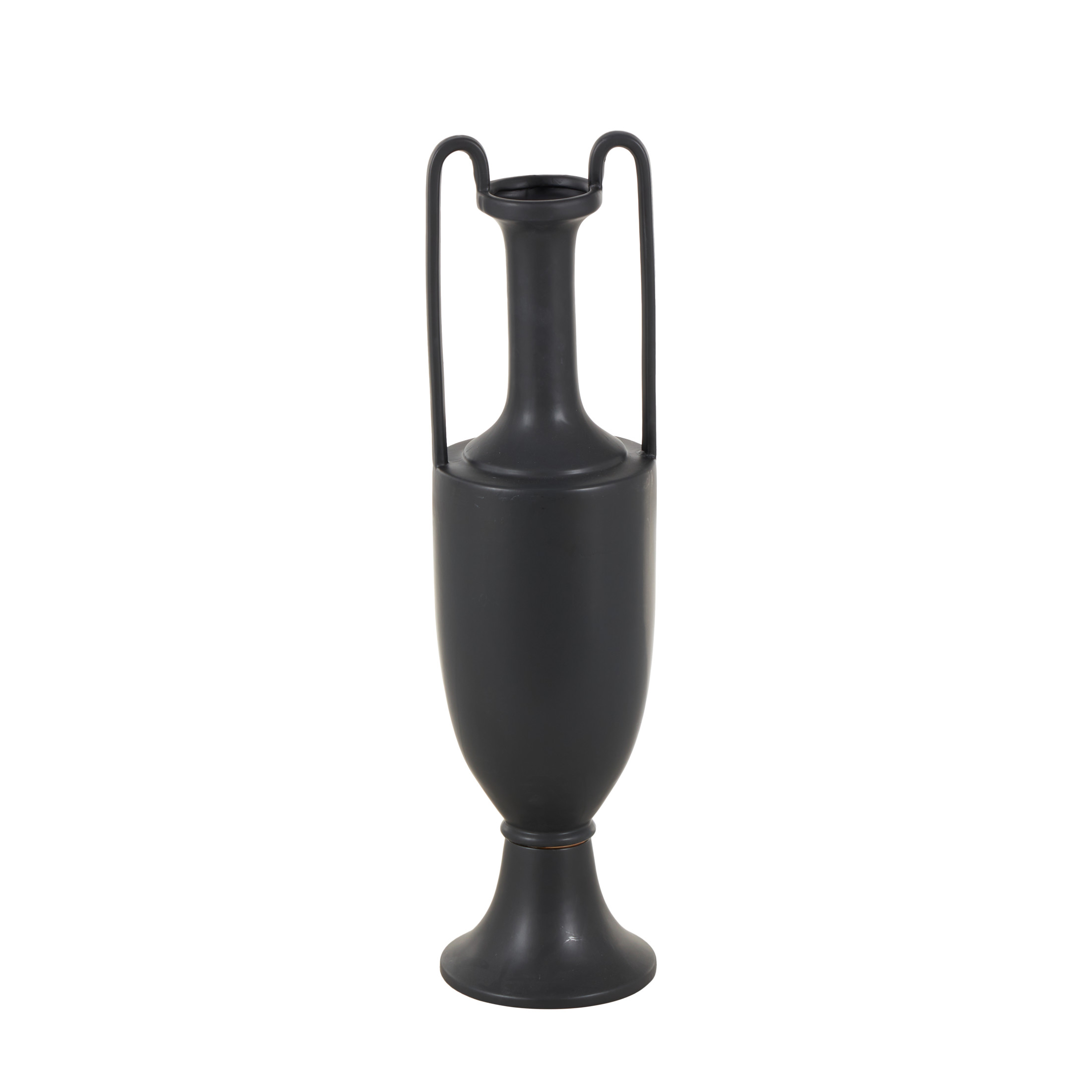 DecMode 30" Fluted Urn Shaped Black Ceramic Vase with Arch Handles