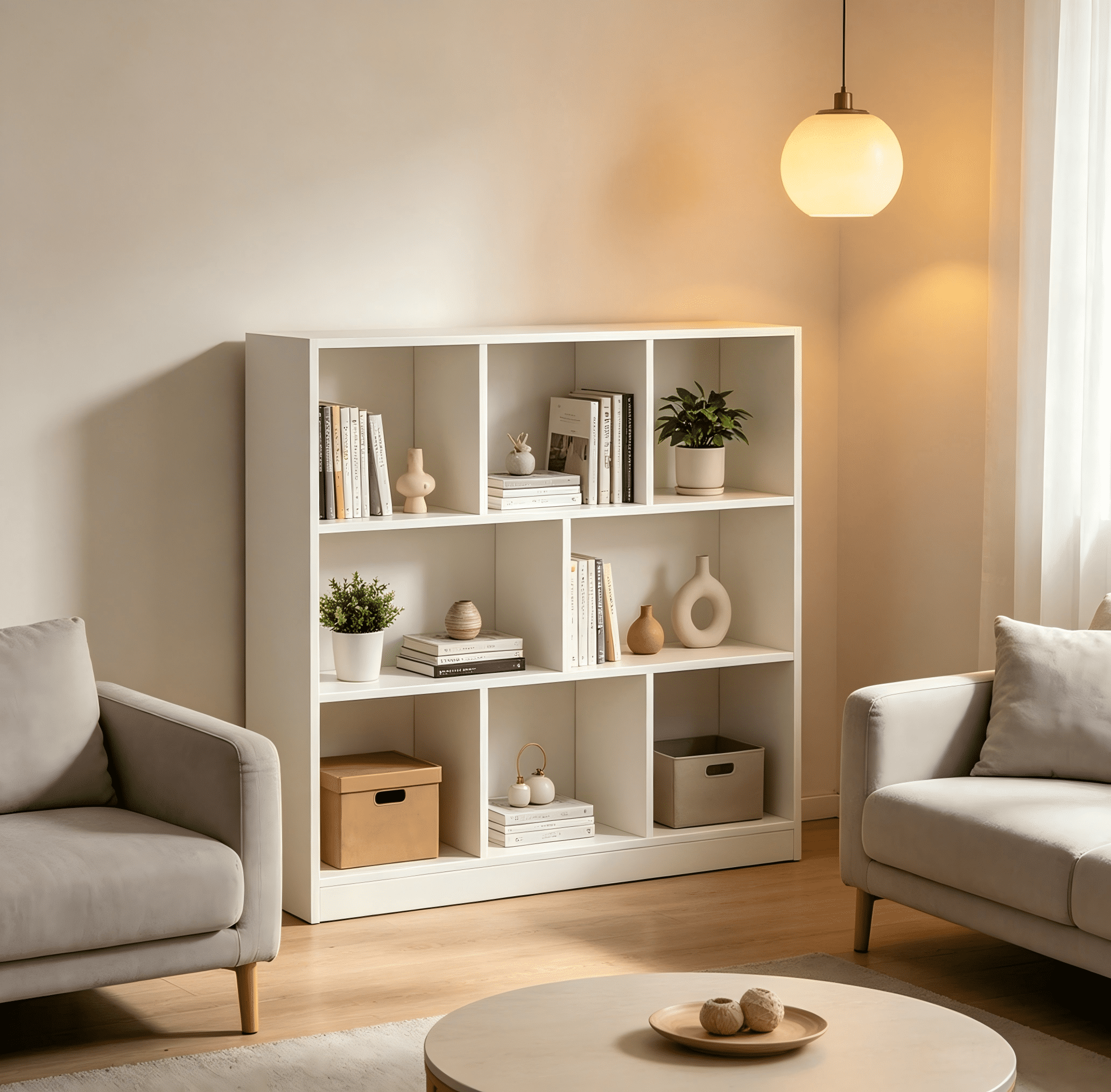 Eight Layer Simple Household White Bookshelf