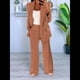 thumbnail image 4 of Conjuntos de 2 Piezas para Mujer, Grandes, Estilo Informal de Negocios, Larga, Solapa, Pantalón Recto, Trajes. Café M, 4 of 5