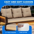 thumbnail image 6 of Dextrus 3-Seat Outdoor Wicker Porch Swing with LED Lights & Brown Cushions, Patio Hanging Chair, 6 of 10