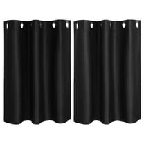 PiccoCasa Polyester Blackout Curtain Panel Set of 2, Black 42 x 36 Inch