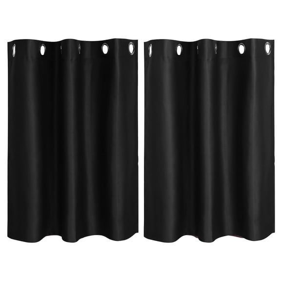 PiccoCasa Polyester Blackout Curtain Panel Set of 2, Black 42 x 36 Inch