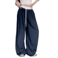 thumbnail image 3 of RongHuan Womens Wide Leg Track Pants High Elastic Waist Baggy Casual Drawstring Sweatpants with Pockets Streetwear, 3 of 7
