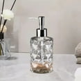 thumbnail image 6 of Rhombus Glass Soap Dispenser with Pump - 350ml Refillable Liquid Soap Bottle for Hand Soap,Shampoo & Shower Gel - Durable Pressed Glass Design for Bathroom,Kitchen & Home Decor (7.09 x 2.76 in), 6 of 6