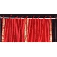 thumbnail image 4 of Tie Top Sheer Sari Curtains 43" W X 96" L matching tiebacks- Handcrafted Fire Brick Indian Drapes Unlined for light & airy ambience Perfect for Living/Bedroom/Dining Room Sold in Pairs, 4 of 6