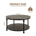 thumbnail image 2 of Wpond Rustic Round Wood and Metal Coffee Table with Storage Shelf, Light Walnut, 2 of 9
