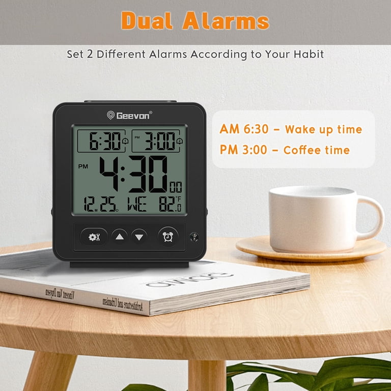 Geevon Smart Night Light Digital Travel Alarm Clock, Black photo 4