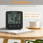 Geevon Smart Night Light Small Digital Alarm Clock with 2 Increasing Beep Alarm, Indoor Temperature, Battery Operated Travel Alarm Clock for Bedroom, Bedside, Desk(Black)