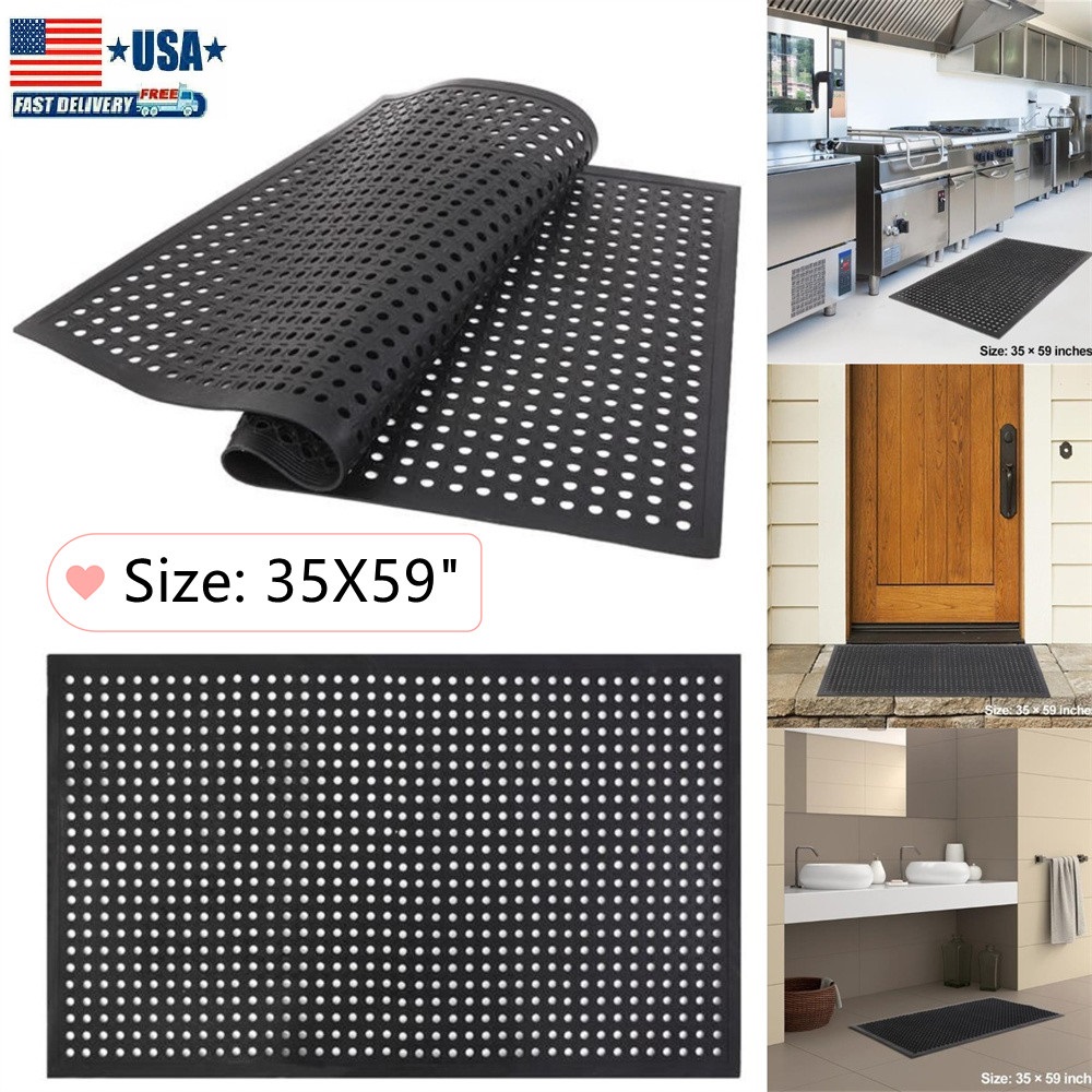 Goorabbit Black Bar MatRubber Floor Mats for Kitchen AntiFatigue Mat