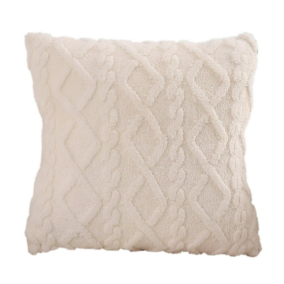 Throw Pillow Covers 18x18 Pack of 2 Faux Wool Decorative Farmhouse Velvet Couch Pillow Case Soft Plush Square Boho Cushion, Single Sided Pattern
