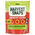 thumbnail image 2 of Harvest Snaps Crunchy Loops Sour Cream & Onion Baked Red Lentil Snacks, 2.5oz – 4 Pack + Free Candy Included, 2 of 8