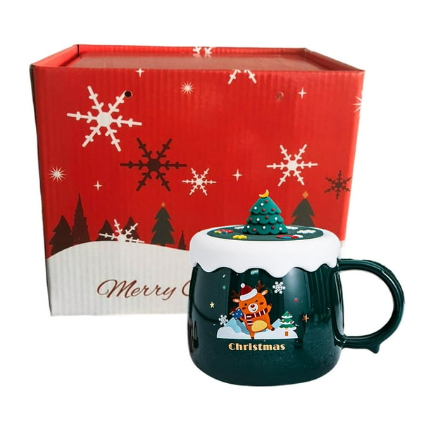 Christmas Coffee Mugs with Lids And Handles, Decorative Espresso Latte