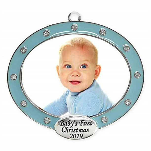 harvey lewis exclusive 2019" baby's first christmas blue frame, silver