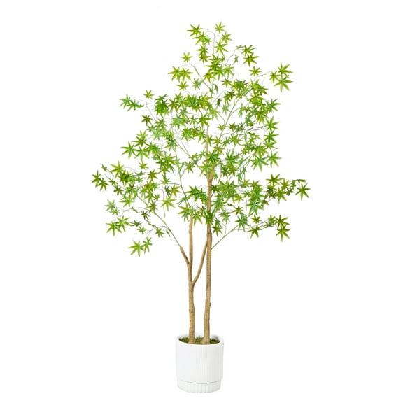 Nearly Natural 6ft. Artificial Maple Tree with White Planter