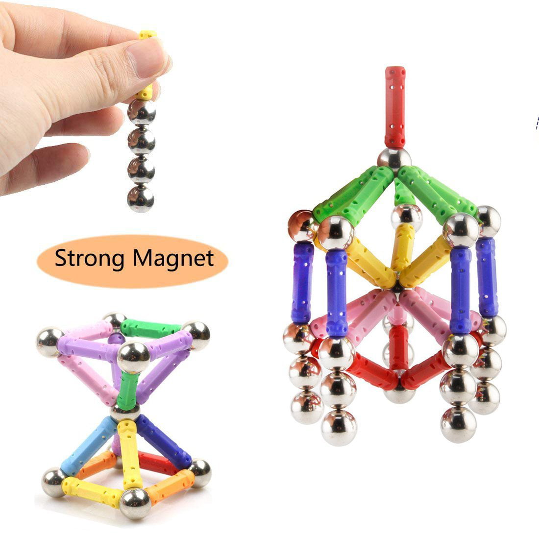 sunsoy Upgraded 252 Pieces Magnetic Sculpture Magnet Building Blocks Construction Set Puzzle Stacking Game Sculpture Desk Toys Rainbow Color，5 mm Magnet Fidget Toys 