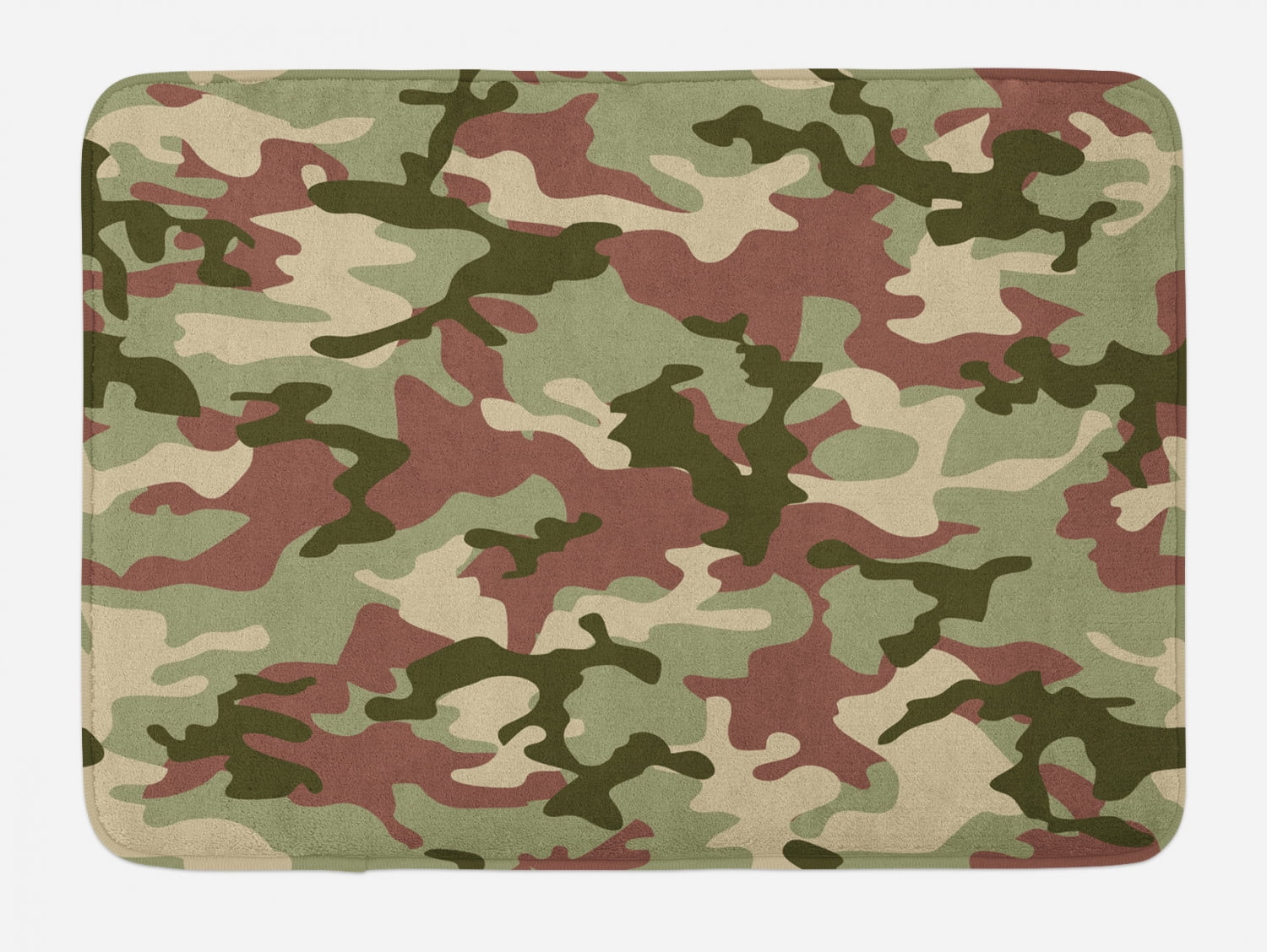 Camo Bath Mat, Illustrated Green Camouflage in Forest Colors Hunter ...
