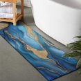 thumbnail image 2 of Blue White Gold Marble Pattern Bathroom Rugs Mat,Non Slip Microfiber Bathroom Rug,Rubber Backing,Soft Bathroom Mats for Bathroom Floor,Tub and Shower,47x17in(120x43cm), 2 of 5