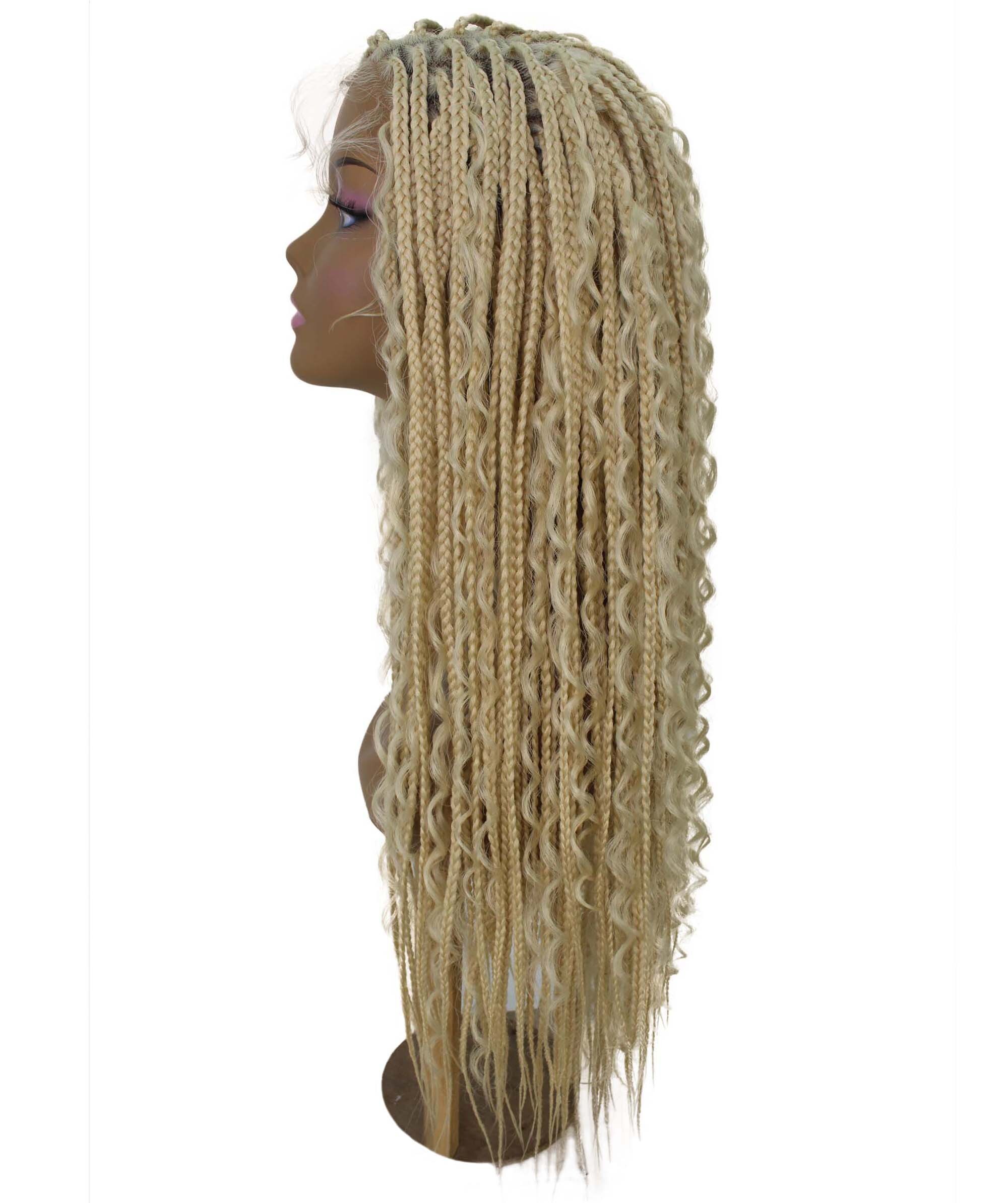 LUXLUXE Hailey Curly Braided 30 in Long Braided Wig, Beauty Heat Resistant Fiber, Light Blonde Color