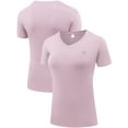 thumbnail image 5 of NELEUS Women's Compression Shirt Yoga Tight Tops Workout Athletic Short Sleeves 3 Pack,Blackish Green+Purple+Pink,US Size M, 5 of 8