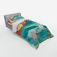 thumbnail image 2 of Ambesonne Tropical Bedding Set 3 Pcs, Hawaii Holiday Coast, Twin XL, Sand Teal, 2 of 2