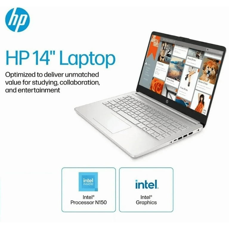 HP 14" HD Thin And Light Laptop, Intel Processor N150(Beat N4120),16GB RAM, 256GB Storage(128GB UFC+128GB MicroSD), Office 365 1-Year, Copilot AI, WiFi 6, BT 5.4, W/128GB PSD, Win11 S, Willow Green