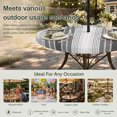 thumbnail image 6 of Round Outdoor Tablecloth with Umbrella Hole and Zipper, Gray Vertical Stripes Tablecloth with Elastic Waterproof, Retro Simple Neutral Abstract Lines Patio Table Covers for 36" - 44" Pool Tables, 6 of 9