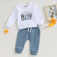 thumbnail image 5 of NOLDARES Toddler Boy Fall Winter Outfits 2pcs Clothes Set Print Long Sleeve Pullover Sweatshirt + Joggers Pants Casual Clothing(Blue,18M/90), 5 of 6