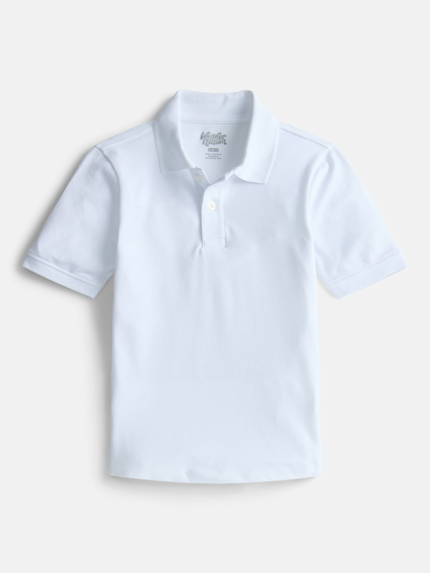 Wonder Nation Boys School Uniform Short Sleeve Pique Polo Shirt, 2-Pack, Size 4-18 & Husky