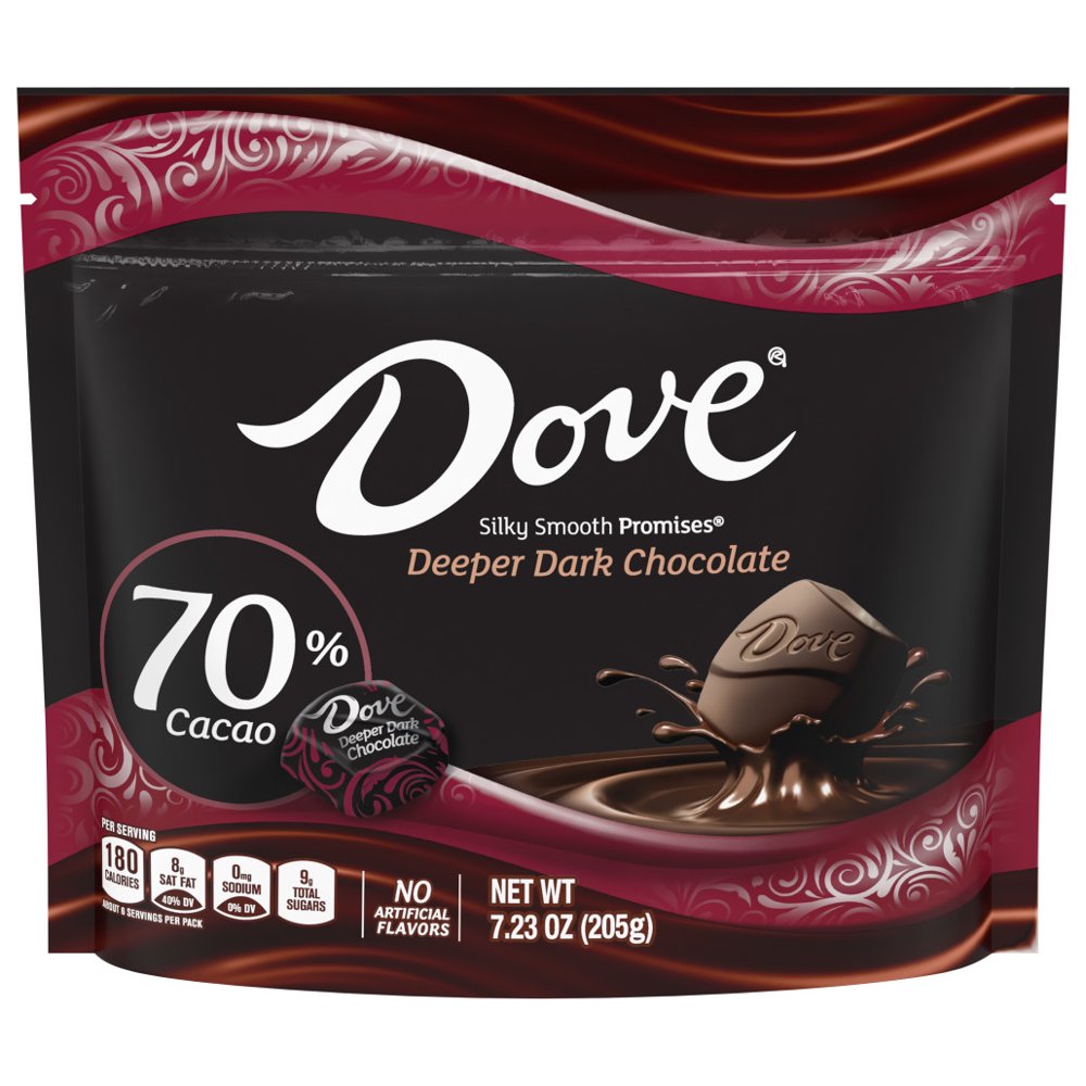 DOVE PROMISES Deeper Dark Chocolate 70 Cacao, 7.23 oz.