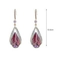 thumbnail image 6 of harmtty 1 Pair Hook Earrings High-class Temperament Elegant Rhinestone Gift Faux Purple Crystal Waterdrop Dangling Earrings Fashion Jewelry,Purple, 6 of 8
