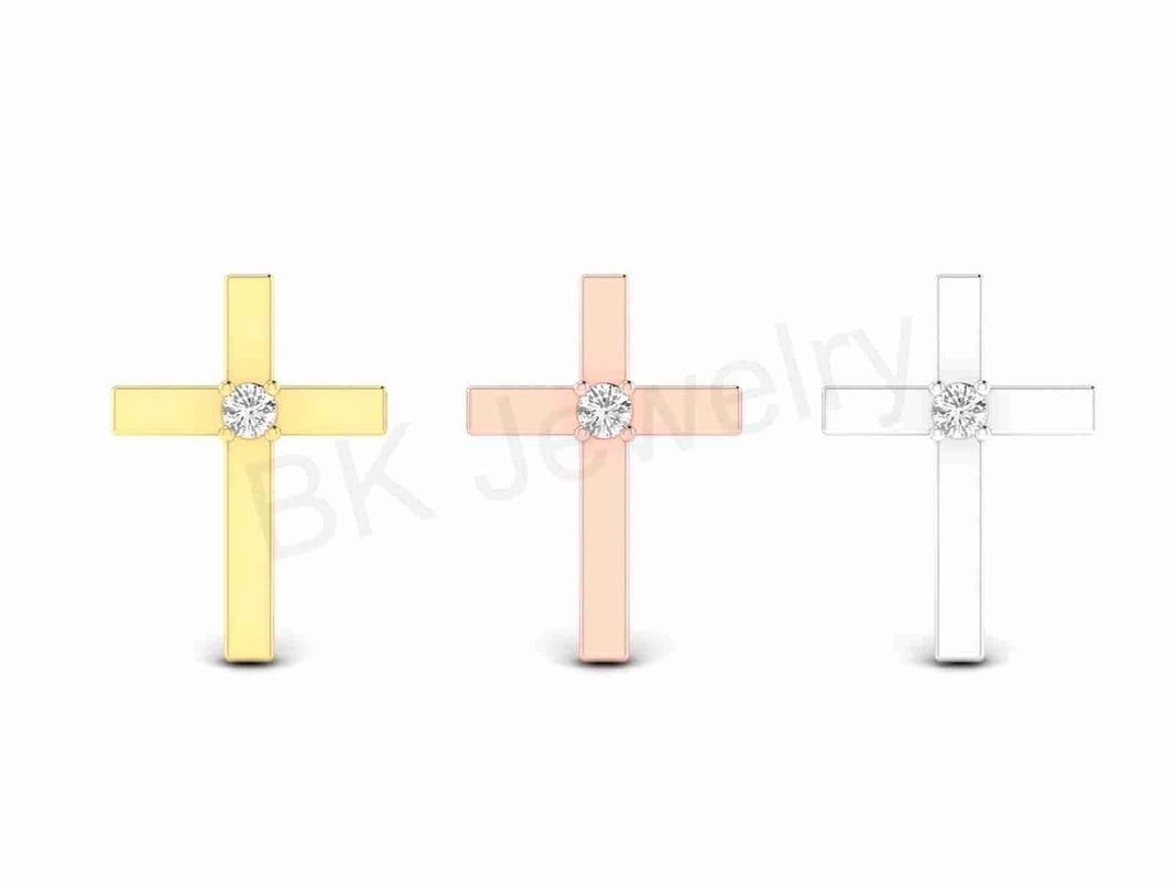 Cross Stud Earrings For Women's In 14K Rose Gold Over 925 Sterling Silver Screw Back Earrings Gift For Wife