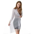 thumbnail image 4 of SWSMCLT Women's Sheer Scarf Long Cape Fall Sun Protection Scarves Soft Knitted Fringe Cozy Metallic Casual White One Size, 4 of 5