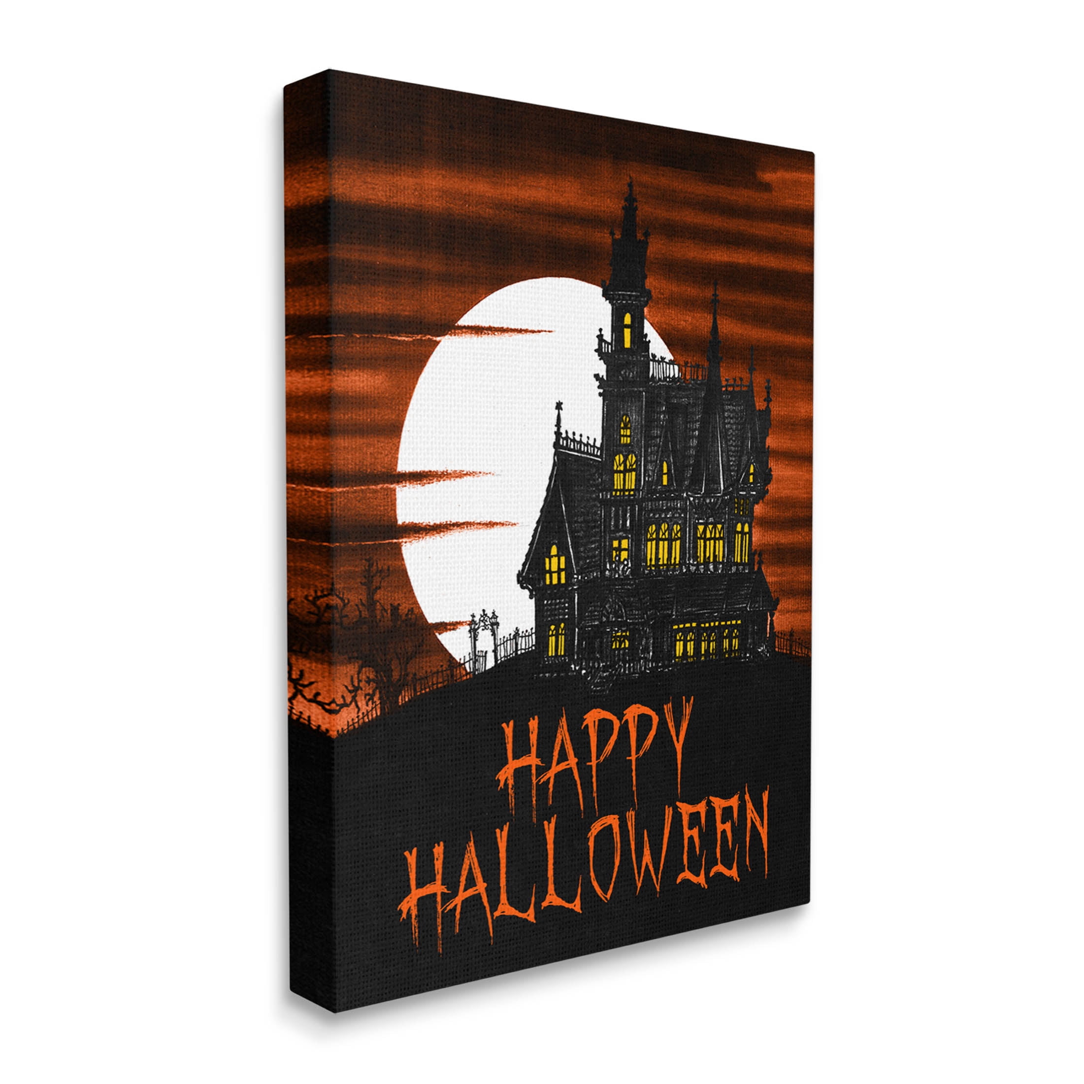 Stupell Industries Happy Halloween Haunted House Graphic Art Gallery Wrapped Canvas Print Wall Art, Design by The Saturday Evening Post