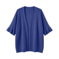 thumbnail image 6 of Warop Women's Cardigan Sweaters Ruffle 3/4 Sleeve Casual Openwork Knit Sweater Tops Oversized Fall Coat, 6 of 6