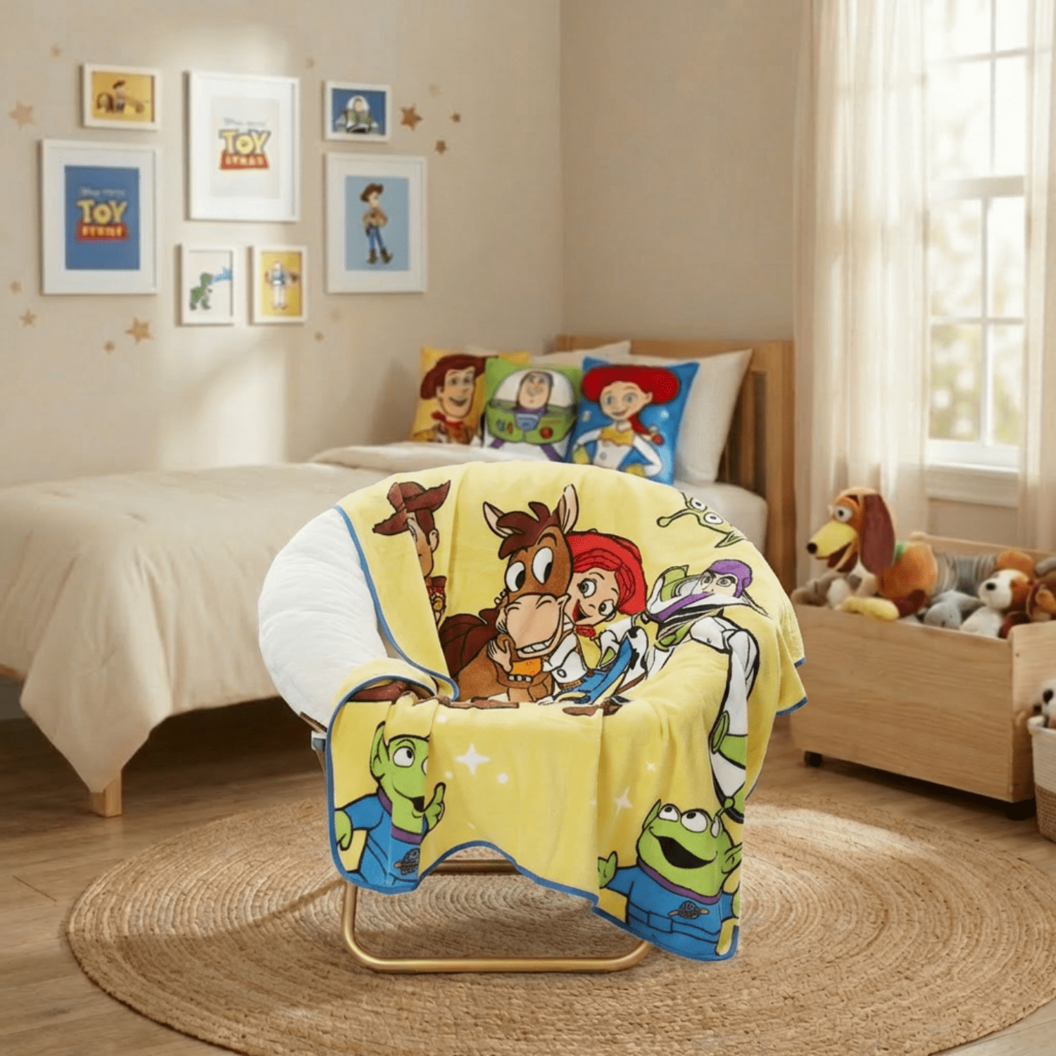 Toy Story Space Kids Throw Blanket, Soft Coral Fleece, Yellow, Disney, 46" x 60"