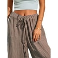 thumbnail image 3 of DYMADE Women Plus Size Loose Casual Drawstring High Waist Solid Color Pants, 3 of 4