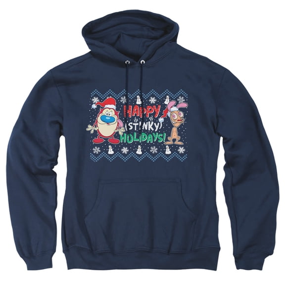 Ren & Stimpy Happy Stinky Holidays Ugly Christmas Sweater Unisex Adult Pull-Over Hoodie