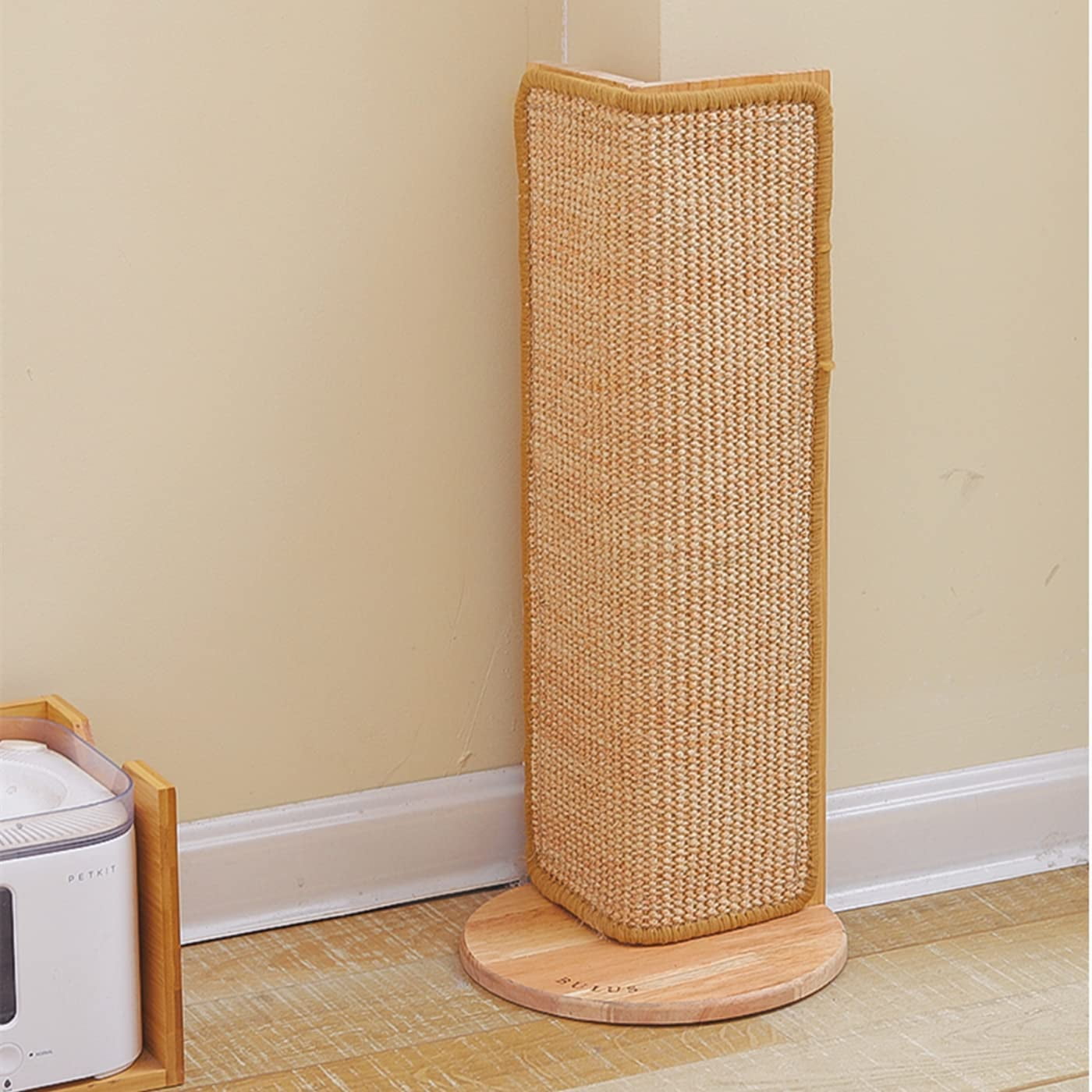 20.5" Tall No Drilling Wall Sofa Couch Corner Cat Sisal Scratcher,Scratching Post,Replaceable Sisal Scratch Pad Mat, Couch Protector