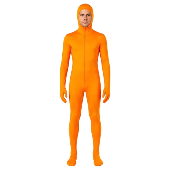HNMKIU Adult Unisex Tight Fit Bodysuit Solid Color Dance Stretch Apparel for Cosplay Stage Orange - M