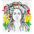 thumbnail image 3 of Ambesonne Rasta Shower Curtain, Grunge Flag Colors Reggae, 69"Wx84"L, Red Marigold and Green, 3 of 3