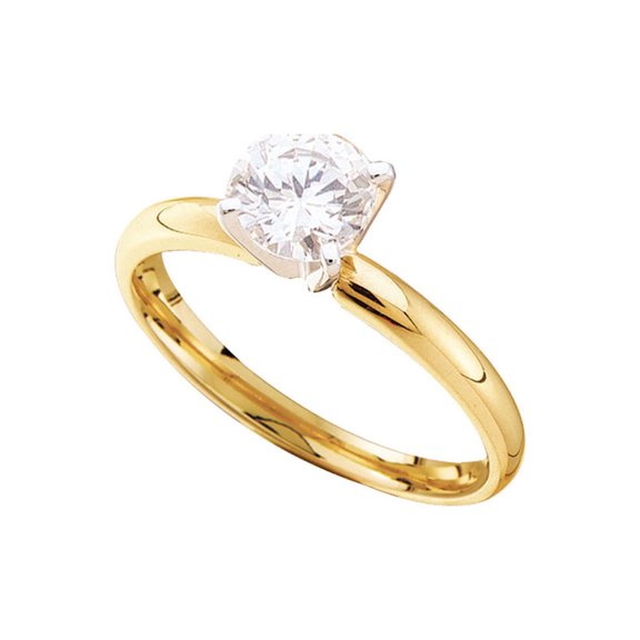 14kt Yellow Gold Womens Round Diamond Solitaire Bridal Wedding Engagement Ring 1/6 Cttw