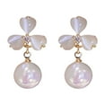 thumbnail image 2 of Eosunjian 1 Pair Stud Earrings Dainty Elegant Temperament French Style Faux Pearl Opal Flower Women Drop Earrings Jewelry Accessories White, 2 of 13