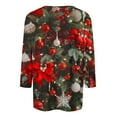 thumbnail image 4 of asdoklhq Flannel Shirt Women Christmas Glitter Print Round Neck 3/4 Sleeve T-Shirt Top Red 2X, 4 of 5