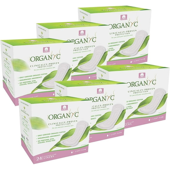 Organyc 100% Certified Organic Cotton Folded Panty Liner - Everyday Sanitary Pad, Free from Wood Pulp, Perfumes, SAP and Chemicals - Light Flow, 144 Count