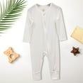 thumbnail image 2 of Baby Boy Girl Clothes Newborn Zipper Footies Jumpsuit Solid Long Sleeve Baby Newborn Baby Girl Boys Romper Outfit, 2 of 4